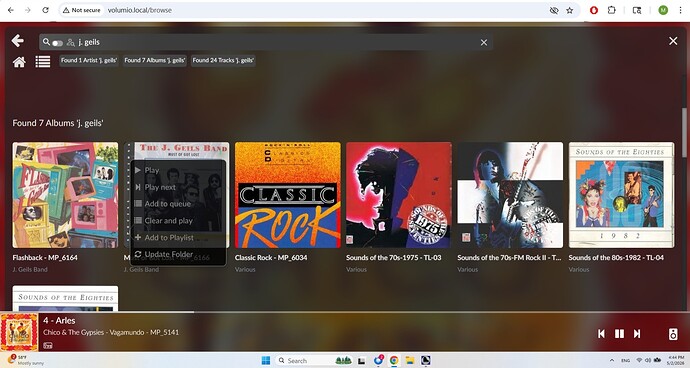 Correct Volumio Menu