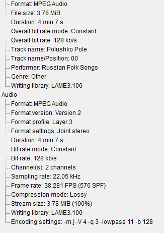 Sample test file 22.05kHz - Media Info